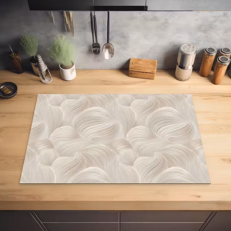 Lijnen - Waaier - Beige Inductie beschermer vinyl 3mm klein 276 -sfeer5