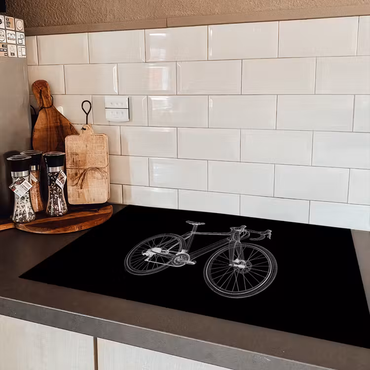 Lijnen - Illustratie - Wit Inductie beschermer vinyl 3mm klein -sfeer3