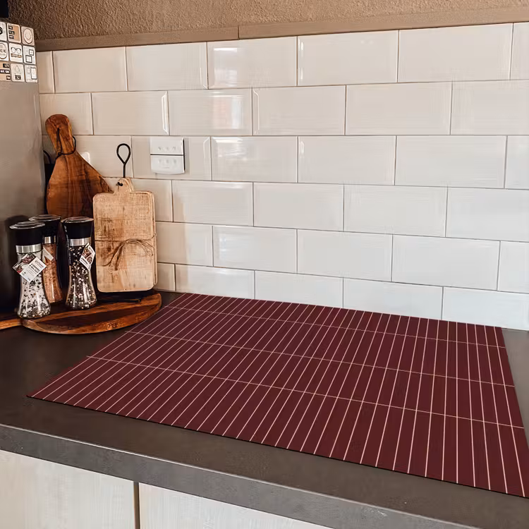 Lijnen - Patroon - Bordeaux Inductie beschermer vinyl 3mm klein 276 -sfeer3