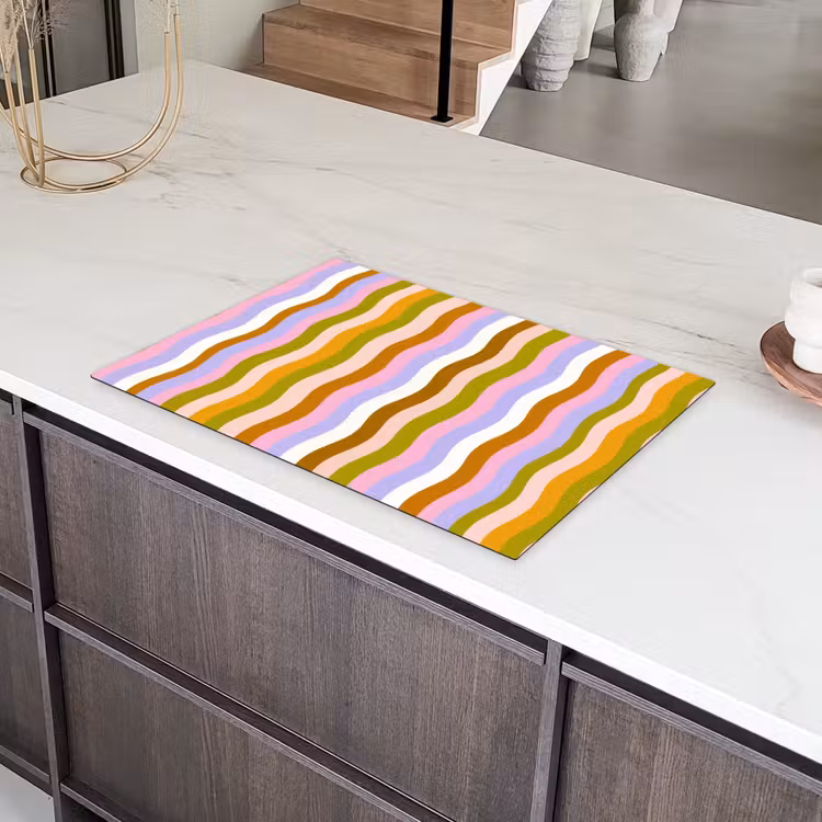 lijnen - Golven - Pastelkleuren - Patroon Inductie beschermer vinyl 3mm klein -sfeer8