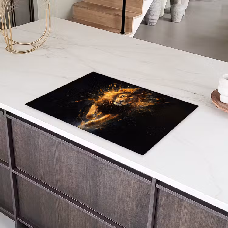 Leeuw - Zwart - Oranje - Verf Inductie beschermer vinyl 3mm klein -sfeer8