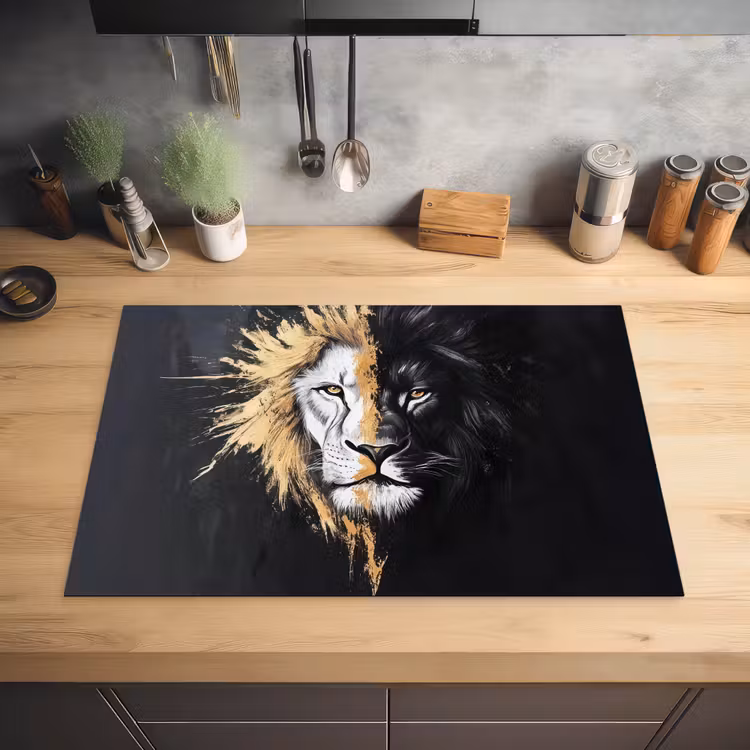 Leeuw - Gesplitst - Zwart - Lijn Inductie beschermer vinyl 3mm klein -sfeer5