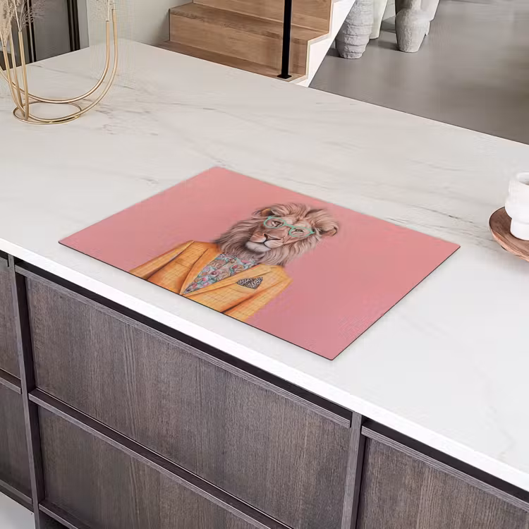 Leeuw - Pak - Geruit - Bril Inductie beschermer vinyl 3mm klein -sfeer8
