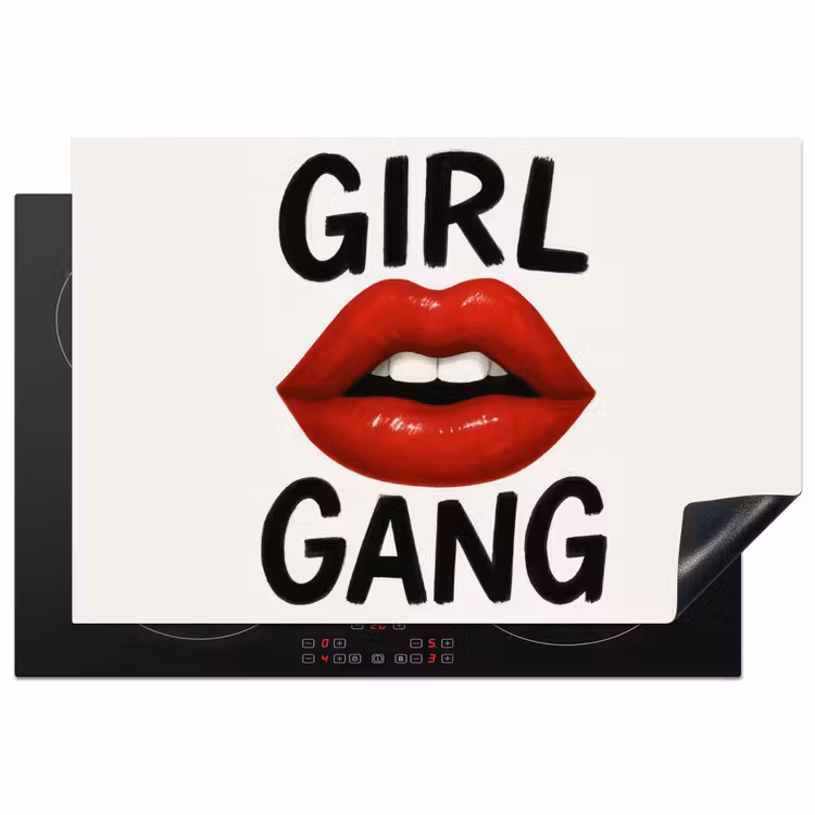 Lip - Girl - Rood - Letters Inductie beschermer vinyl 3mm klein -3d
