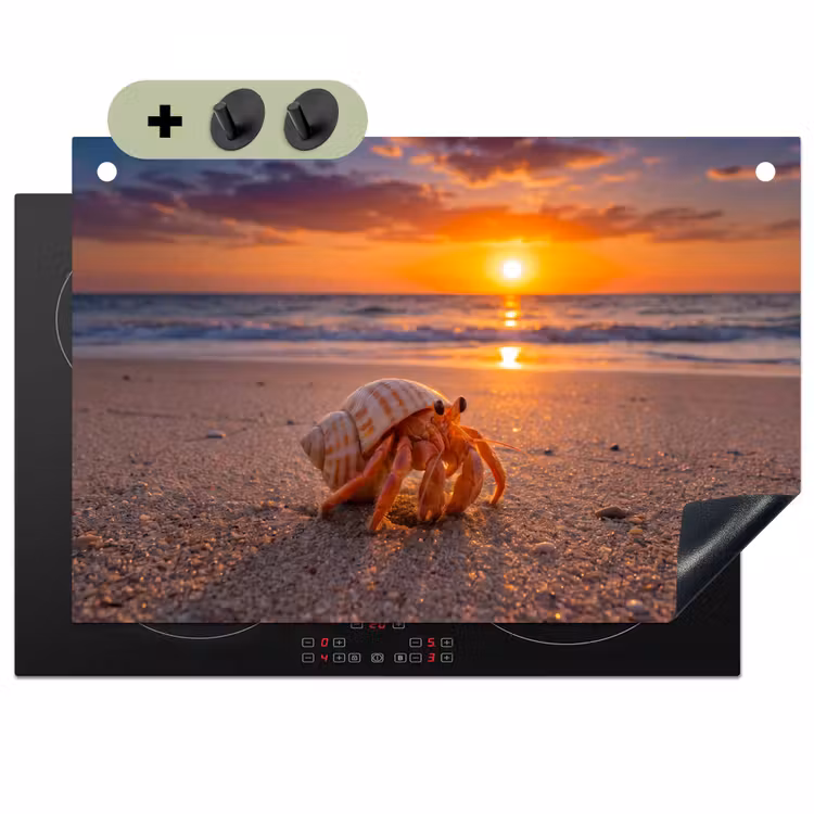 Kreeft - Strand - Natuur - Zonsondergang - Oranje Inductie beschemer met haakjes klein -3d