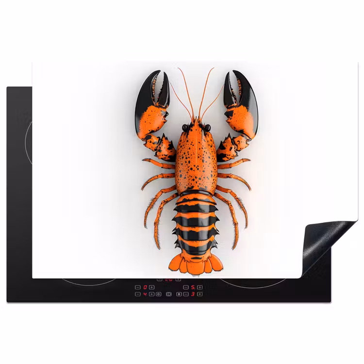 Kreeft - Zwart - Oranje - Wit - Uniek Inductie beschermer vinyl 3mm klein -3d