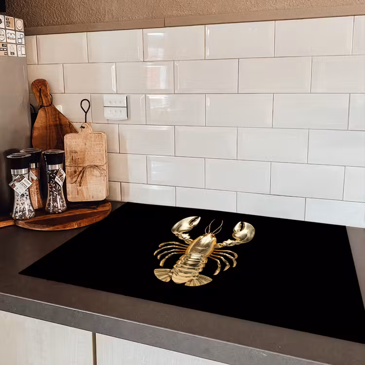 Kreeft - Goud - Textuur - Zwart Inductie beschermer vinyl 3mm klein -sfeer3