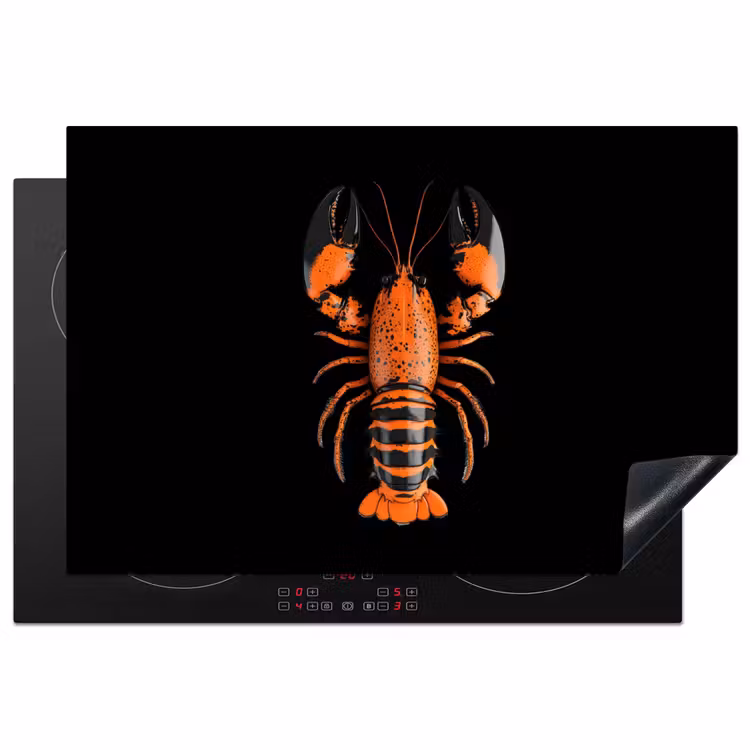 Kreeft - Oranje - Zwart - Modern Inductie beschermer vinyl 3mm klein -3d
