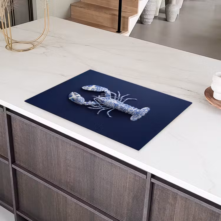 Kreeft - Porselein - Delfts - Blauw Inductie beschermer vinyl 3mm klein -sfeer8