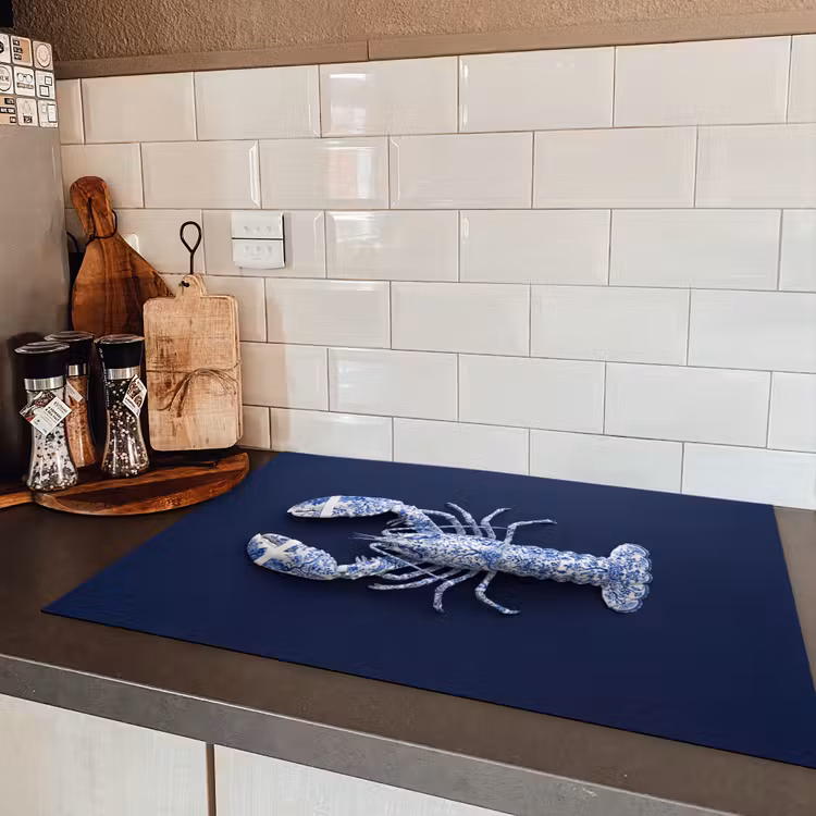 Kreeft - Porselein - Delfts - Blauw Inductie beschermer vinyl 3mm klein -sfeer3