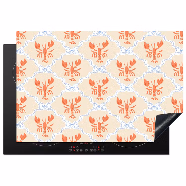 Zee - Kreeft  - Blauw - Geel - Oranje Inductie beschermer vinyl 3mm klein 276 -3d