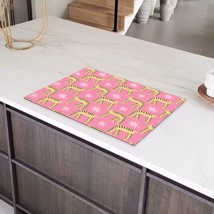 Langbenige -Tijgerkatten - Roze - Sterren Inductie beschermer vinyl 3mm klein 276 -sfeer8