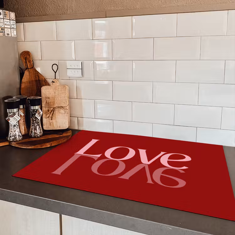 Love - Spiegeling - Rood Inductie beschermer vinyl 3mm klein -sfeer3