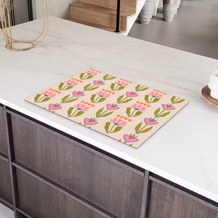 Love - Patroon - Bloemen - Hartjes Inductie beschermer vinyl 3mm klein 276 -sfeer8