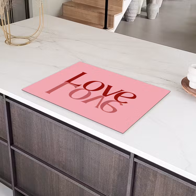 Love - Roze - Spiegeling Inductie beschermer vinyl 3mm klein -sfeer8
