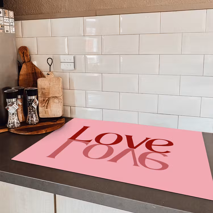 Love - Roze - Spiegeling Inductie beschermer vinyl 3mm klein -sfeer3
