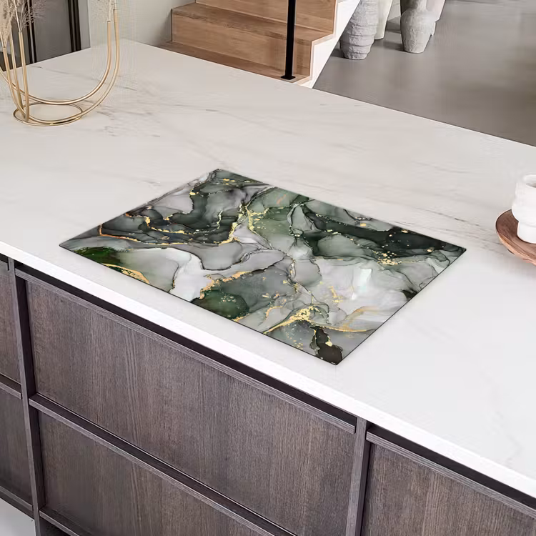 Luxe - Marmer - Groen Inductie beschermer vinyl 3mm klein -sfeer8
