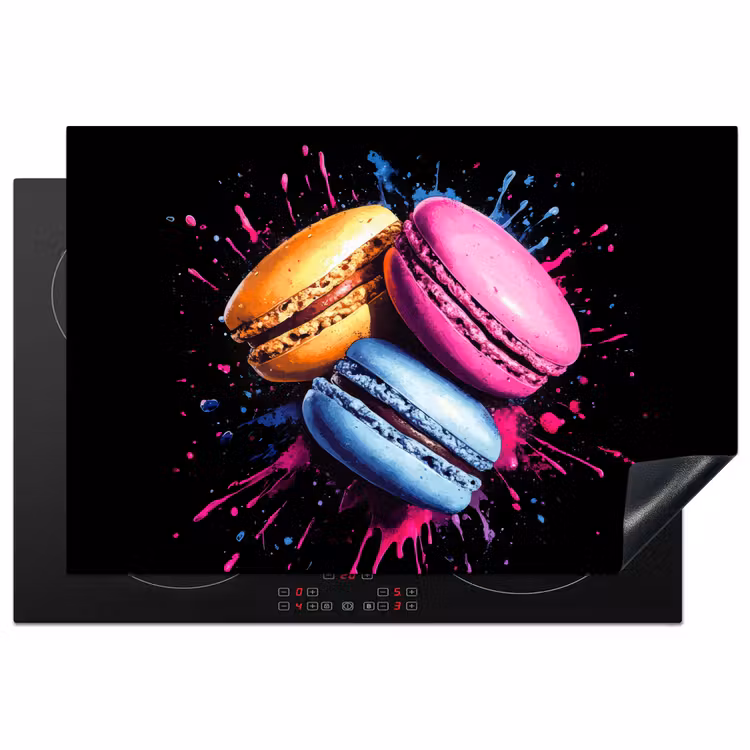 Macarons - Dessert - Graffiti - Kleurrijk - Roze - Blauw - Geel Inductie beschermer vinyl 3mm klein -3d