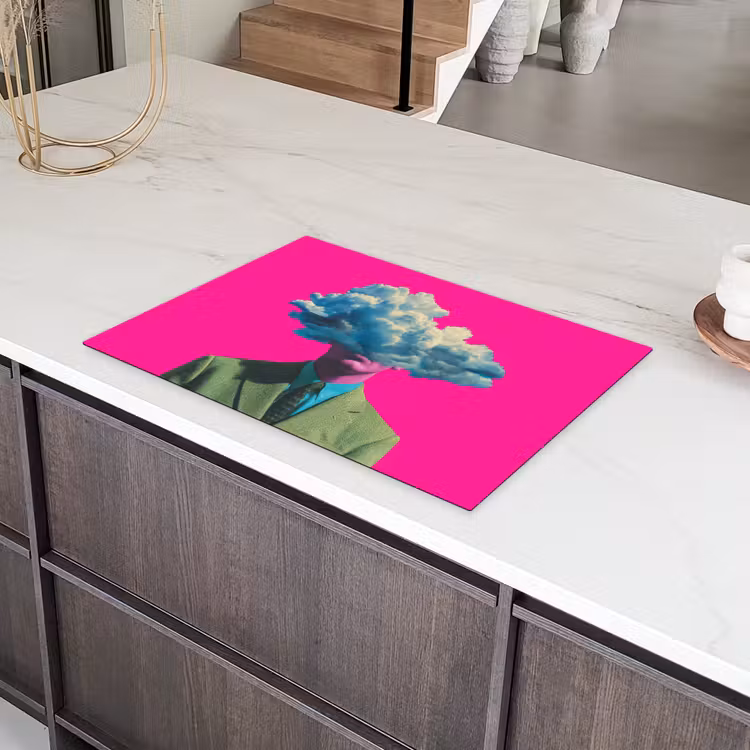 Man - Pak - Wolk - Roze Inductie beschermer vinyl 3mm klein -sfeer8