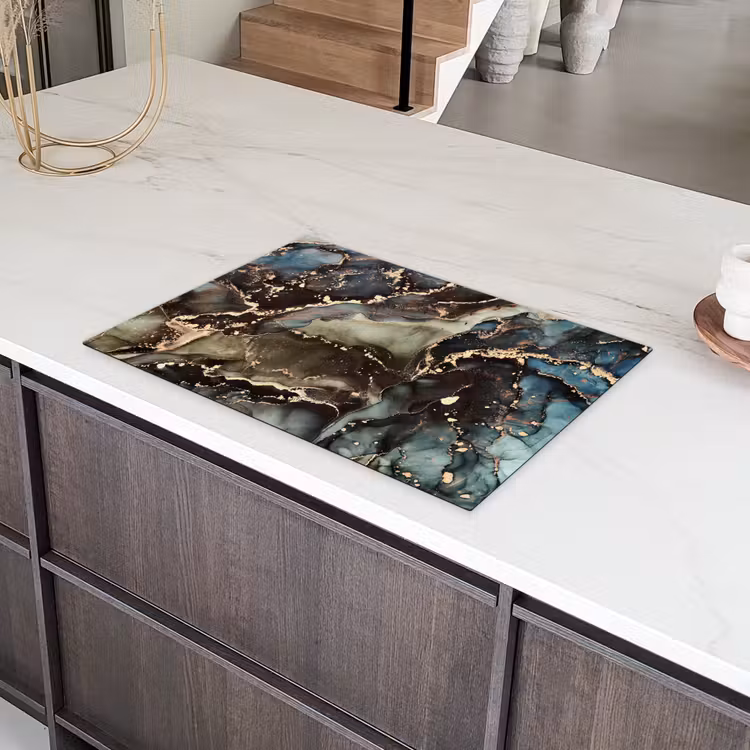 Marmer - Goud - Groen Inductie beschermer vinyl 3mm klein -sfeer8