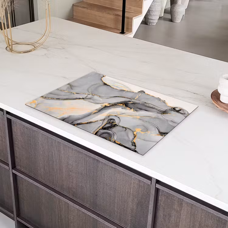 Marmer - Goud - Grijs Inductie beschermer vinyl 3mm klein -sfeer8
