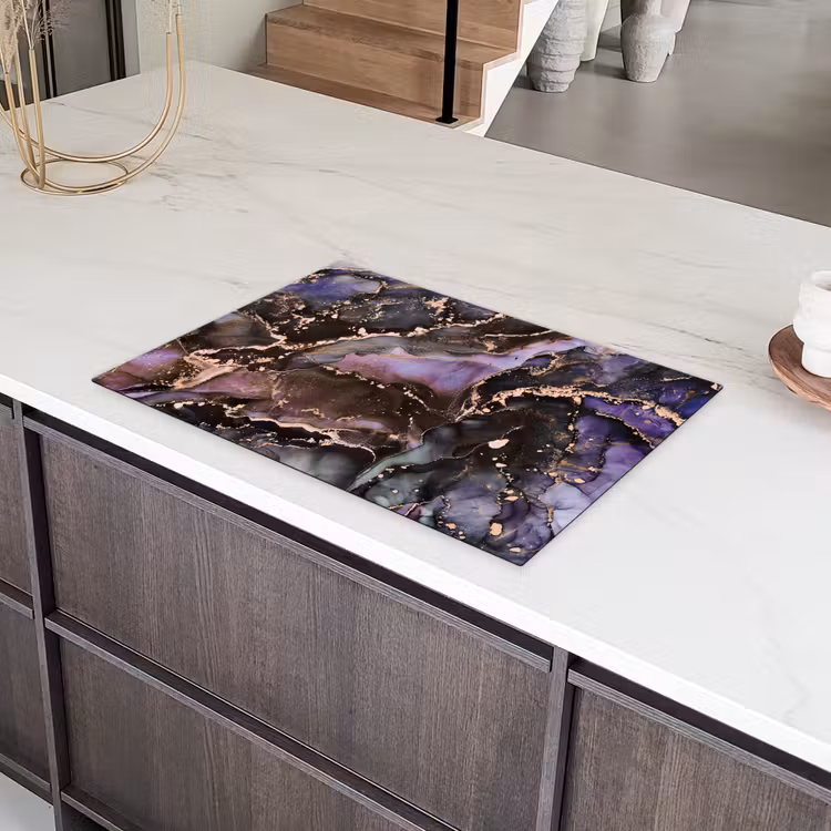 Marmer - Goud - Roze Inductie beschermer vinyl 3mm klein -sfeer8
