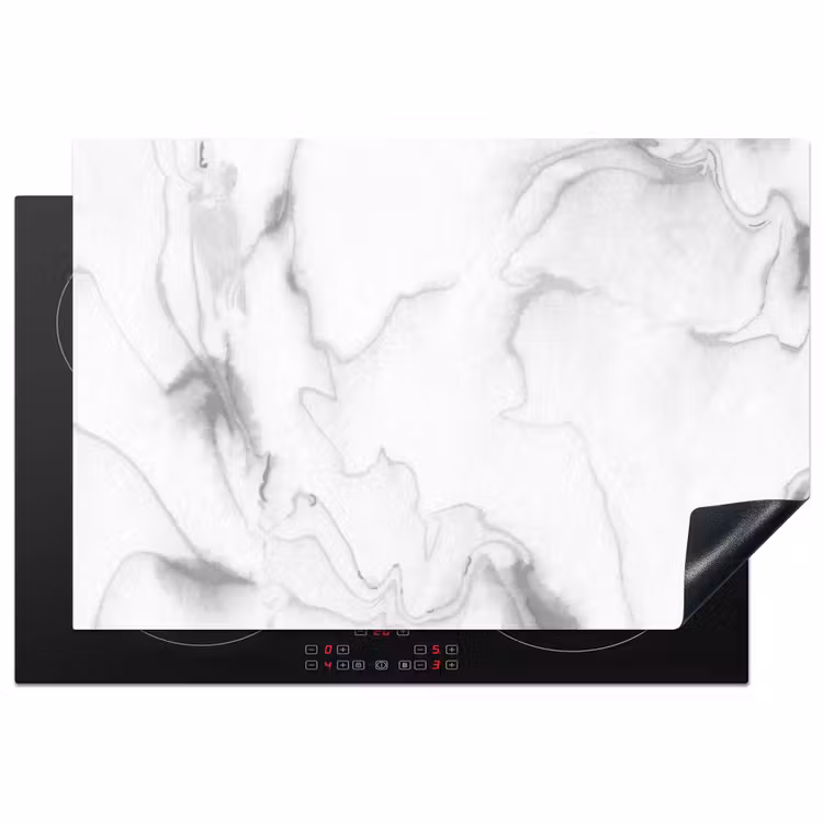 Marmer - Grijs - Wit - Abstract - Marmerlook Inductie beschermer vinyl 3mm klein -3d