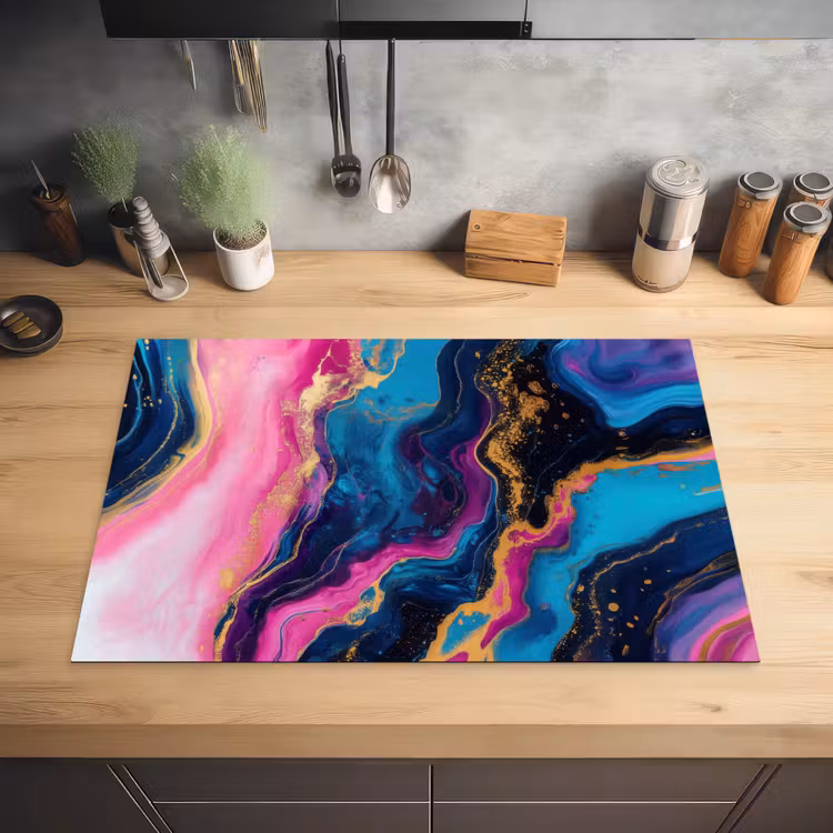 Marmer - Modern - Goud Inductie beschermer vinyl 3mm klein -sfeer5