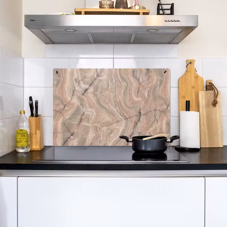 Marmer - Patroon - Abstract - Beige - Groen Inductie beschemer met haakjes klein -sfeer2