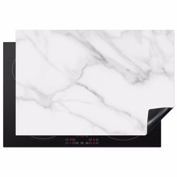 Marmer - Structuur - Wit - Grijs - Steen - Marmerlook Inductie beschermer vinyl 3mm klein -3d