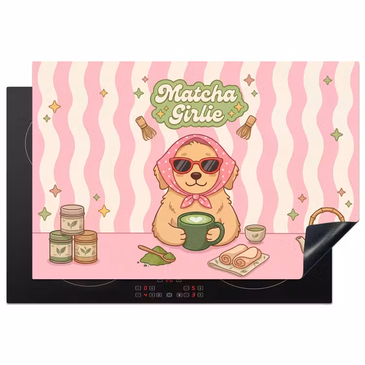 Matcha - Hond - Roze - Groen Inductie beschermer vinyl 3mm klein -3d