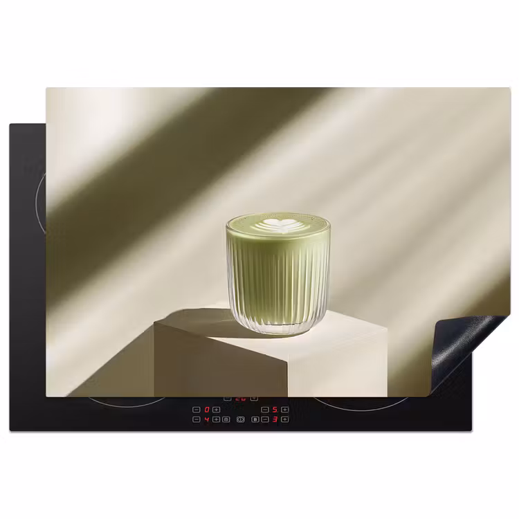 Matcha - Glas - Groen - Minimalistisch Inductie beschermer vinyl 3mm klein -3d