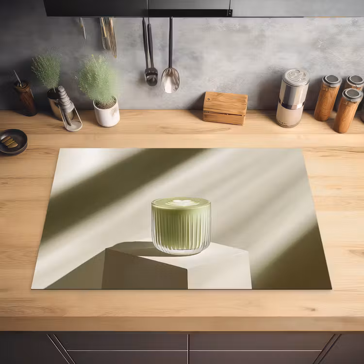 Matcha - Glas - Groen - Minimalistisch Inductie beschermer vinyl 3mm klein -sfeer5