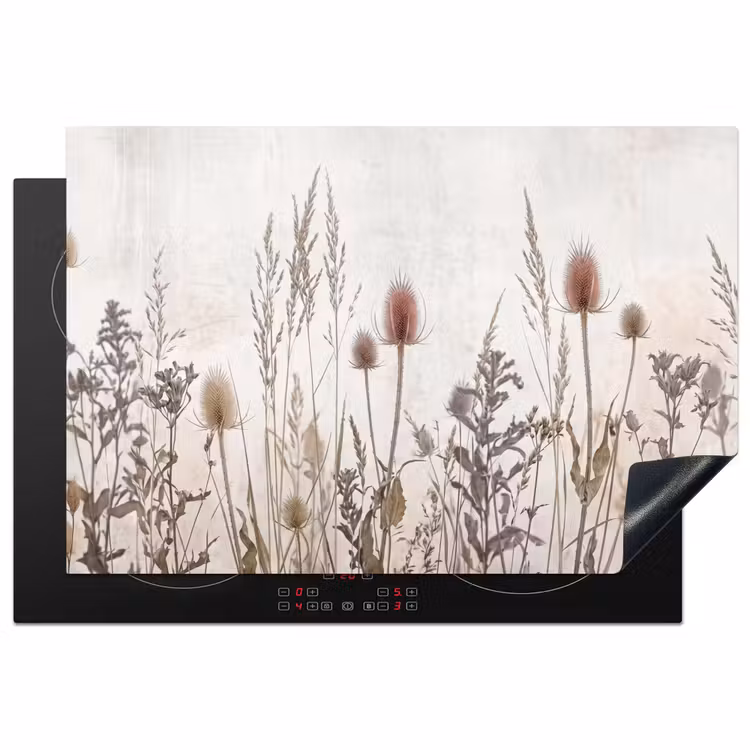 Weidebloemen - Design - Sepia Inductie beschermer vinyl 3mm klein -3d
