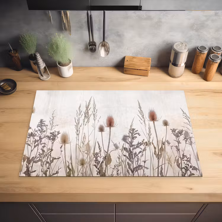 Weidebloemen - Design - Sepia Inductie beschermer vinyl 3mm klein -sfeer5