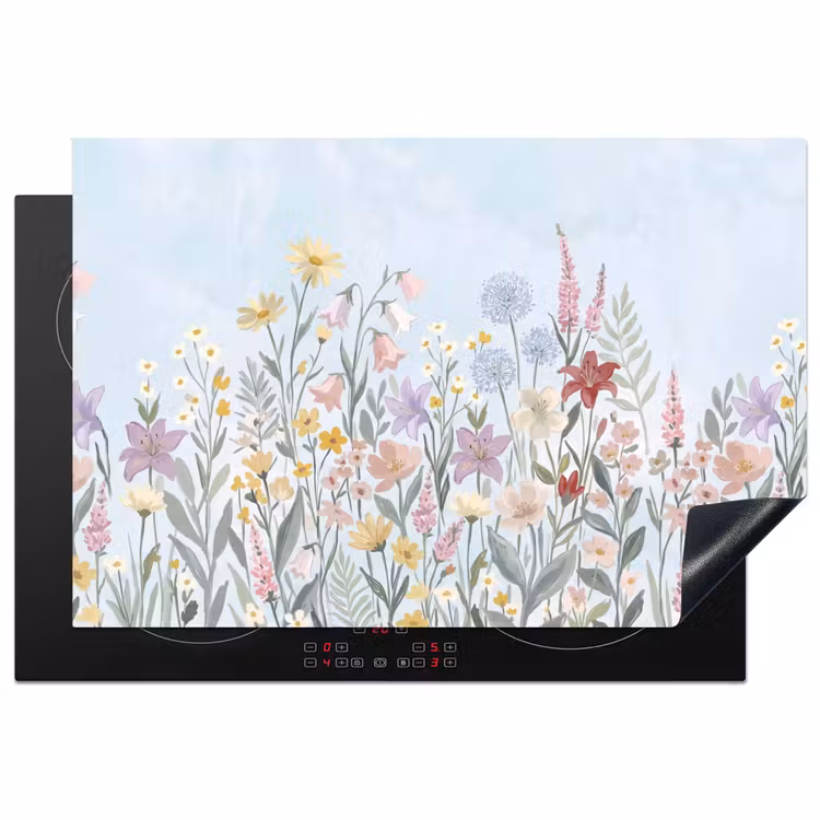 Weidebloemen - Illustratie - Kleurrijk Inductie beschermer vinyl 3mm klein -3d