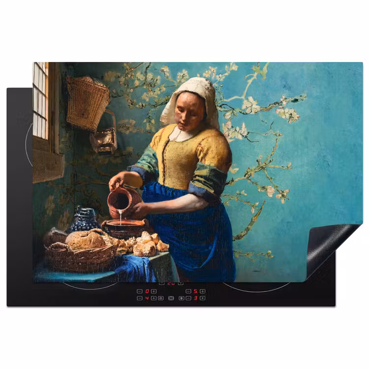 Melkmeisje - Amandelbloesem - Van Gogh - Vermeer - Schilderij - Oude meesters Inductie beschermer vinyl 3mm klein -3d