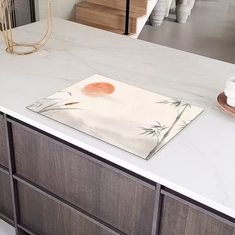 Minimalistisch - Bamboe - Groen Inductie beschermer vinyl 3mm klein -sfeer8