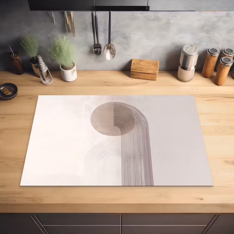 Minimalistisch - Cirkel - Lichtgrijs Inductie beschermer vinyl 3mm klein -sfeer5