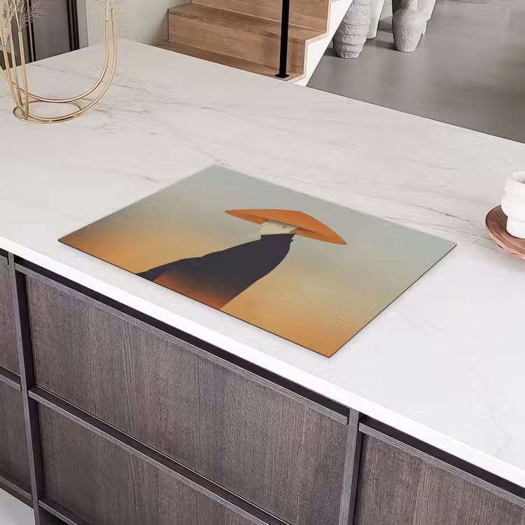 Minimalistisch - Silhouet - Oranje Inductie beschermer vinyl 3mm klein -sfeer8