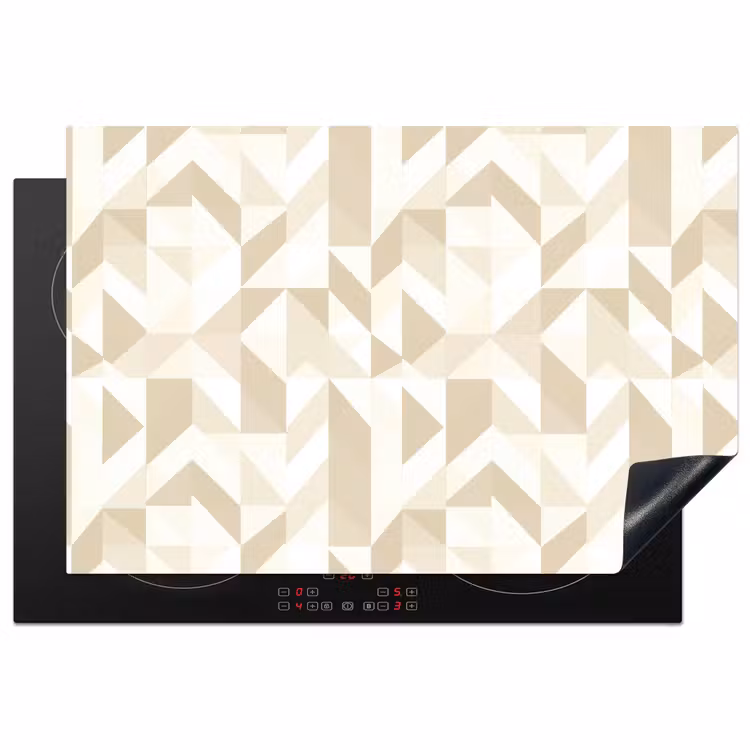 Modern - Abstract - Beige Inductie beschermer vinyl 3mm klein 276 -3d