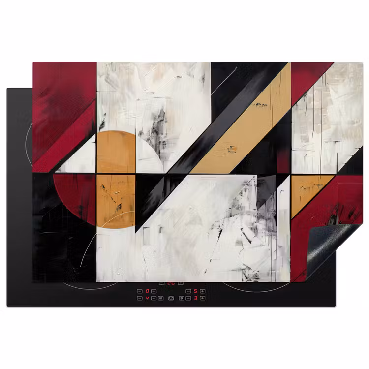 Modern - Abstract - Geometrisch - Rood - Industrieel Inductie beschermer vinyl 3mm klein -3d