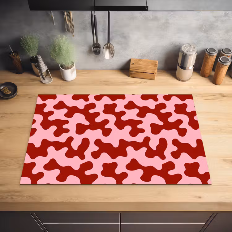 Modern - Abstract - Rood Inductie beschermer vinyl 3mm klein 276 -sfeer5