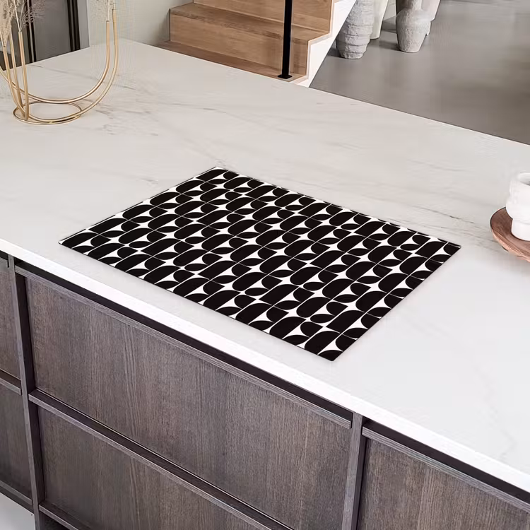 Modern - Geometrisch - Zwart Inductie beschermer vinyl 3mm klein 276 -sfeer8