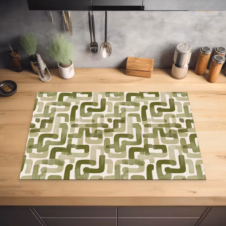 Modern - Grafisch - Groen Inductie beschermer vinyl 3mm klein 276 -sfeer5