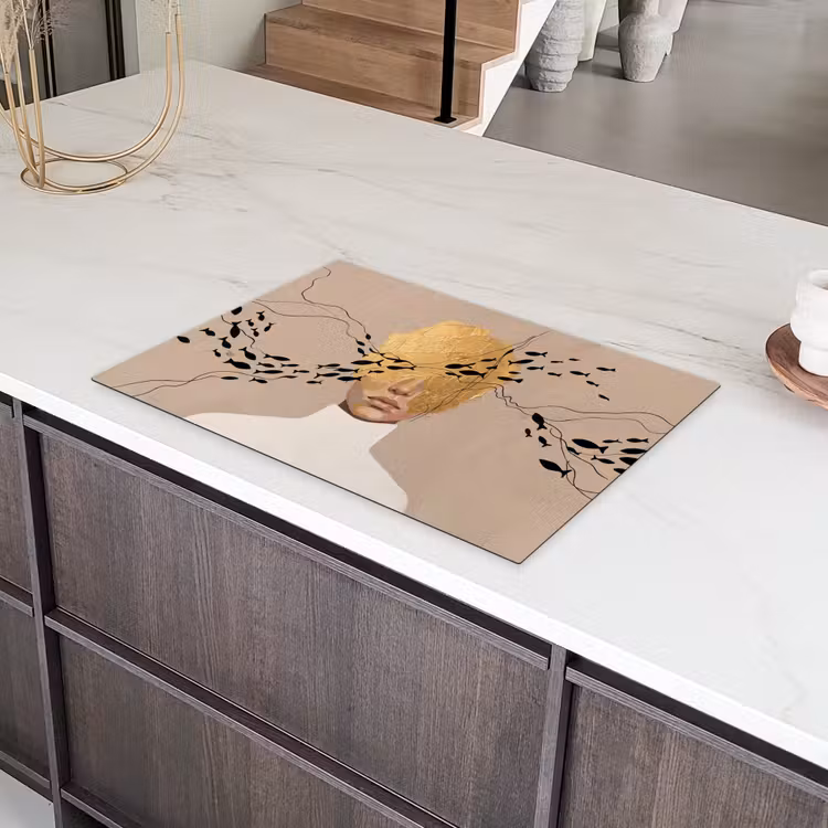 Modern - Vrouw - Goud Inductie beschermer vinyl 3mm klein -sfeer8