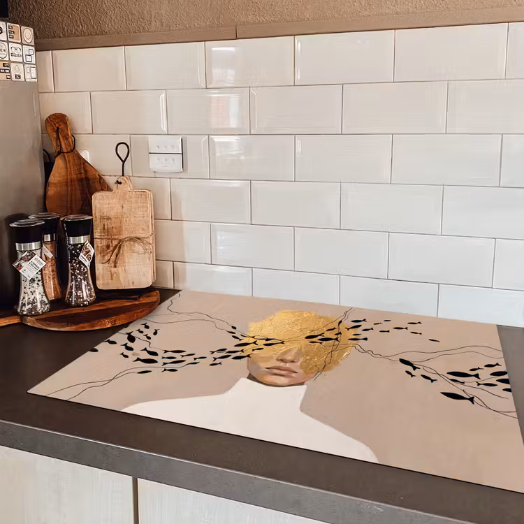 Modern - Vrouw - Goud Inductie beschermer vinyl 3mm klein -sfeer3