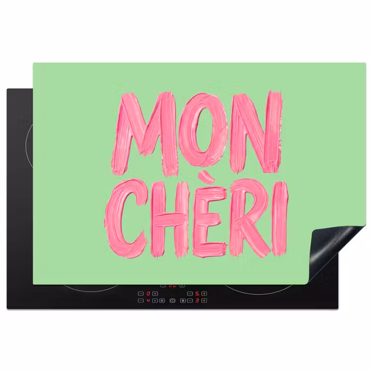 Mon cheri - Groen - Roze Inductie beschermer vinyl 3mm klein -3d