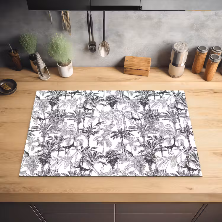 Aap - Oerwoud - Abstract - Grijs Inductie beschermer vinyl 3mm klein 276 -sfeer5