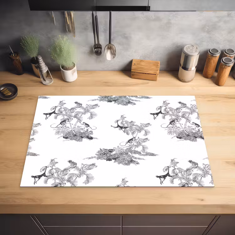 Aap - Oerwoud - Grijs Inductie beschermer vinyl 3mm klein 276 -sfeer5